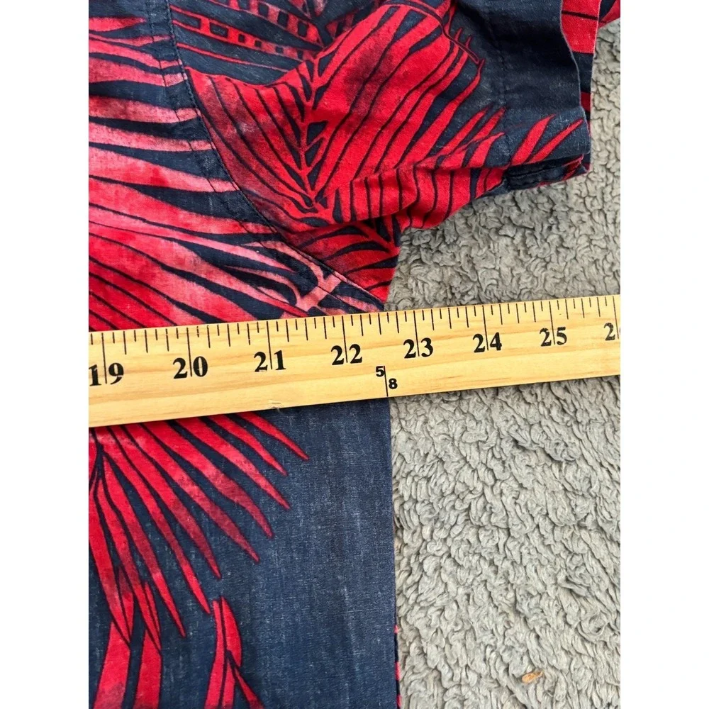 Levis Shirt Mens Large Blue Red Palm Leaves Beachy Casual Vacay Tropical